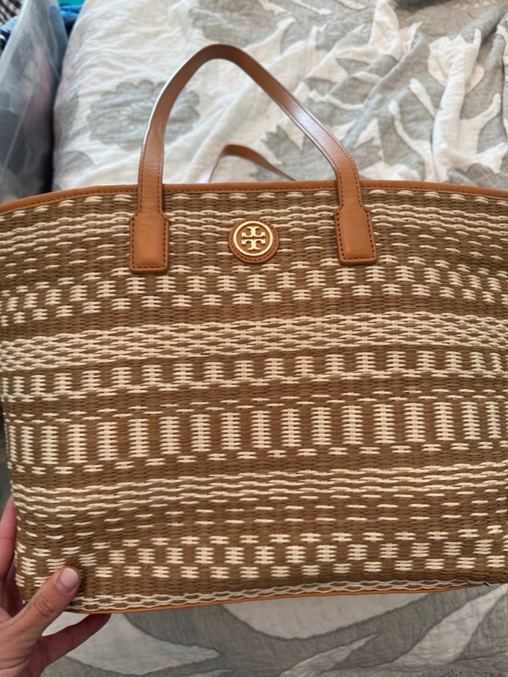 Tory Burch raffia straw tote bag